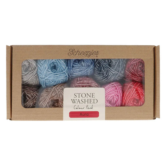 Scheepjes Stone Washed, lot de 10 x 25 g - Aura